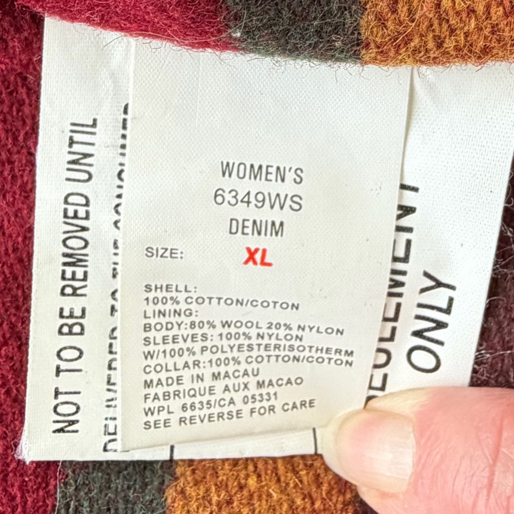 EUC Woolrich Women’s Denim Wool Blanket Lined Chore Barn Coat Jacket Sz XL - Picture 7 of 10
